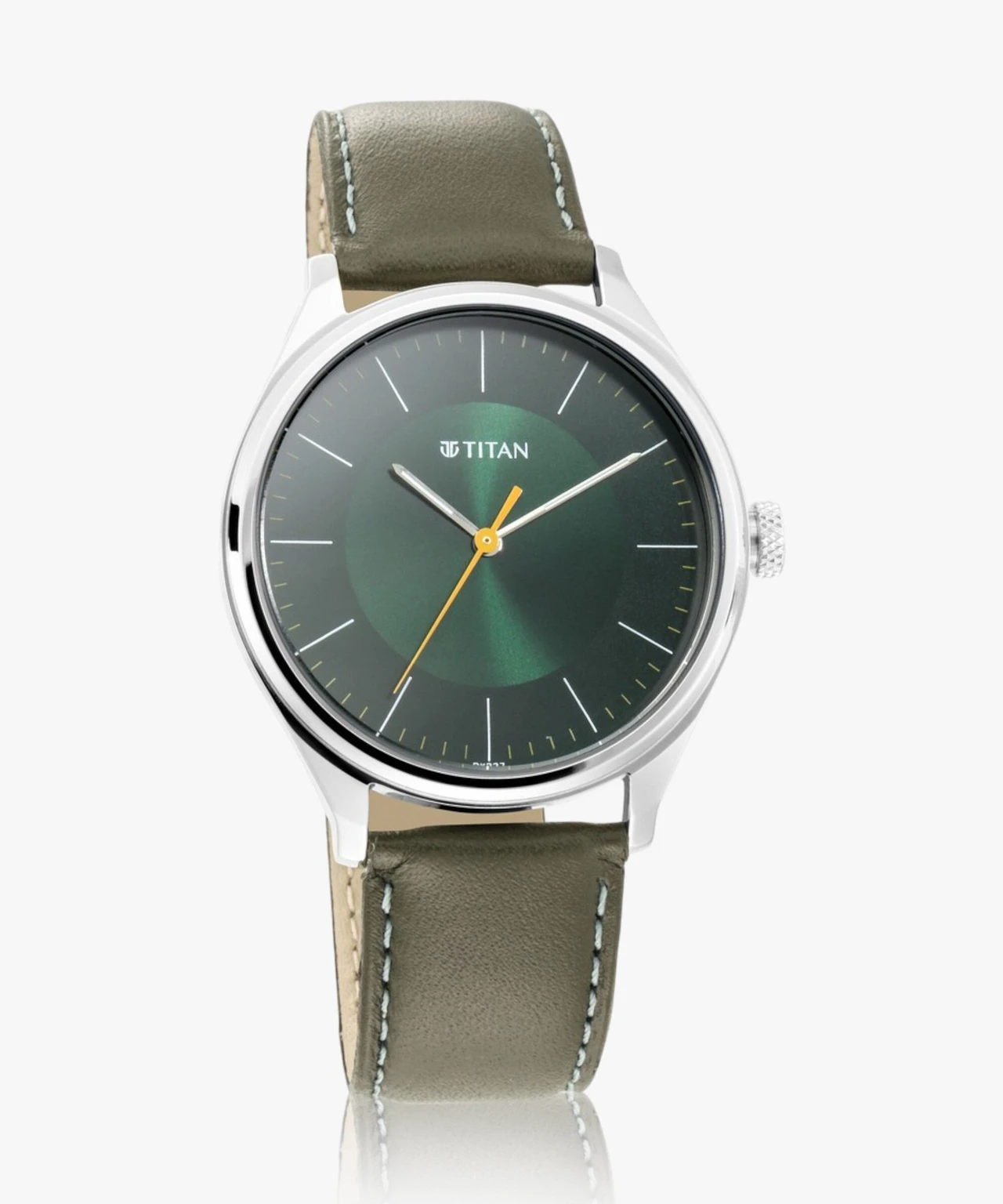 Titan Workwear Green Dial Olive Green LeatherStrap Analog Watch - For Men NP1802SL04 - Image 2