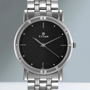 Titan Workwear Black Dial Silver StainleStainless Steels Steel Strap Analog Watch - For Men NN1639SM02