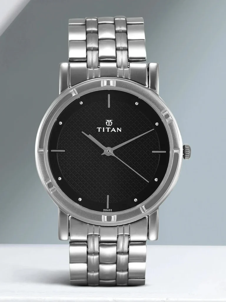 Titan Workwear Black Dial Silver StainleStainless Steels Steel Strap Analog Watch - For Men NN1639SM02