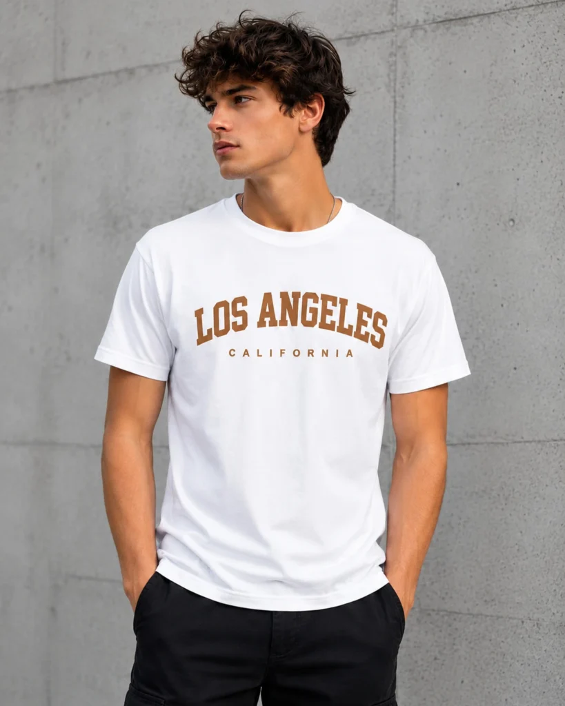 Men Typography Round Neck Cotton Blend White T-Shirt